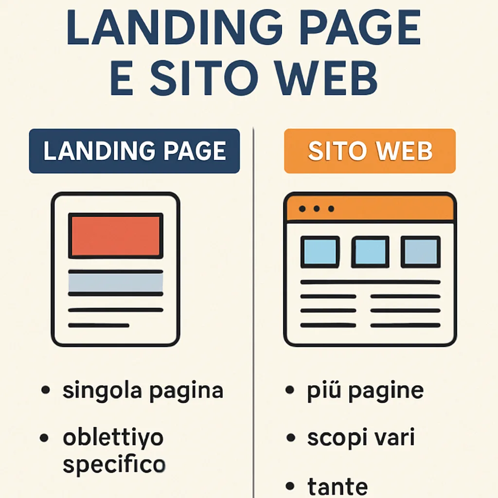 Differenze tra landing page e sito web per conversioni e strategia digitale
