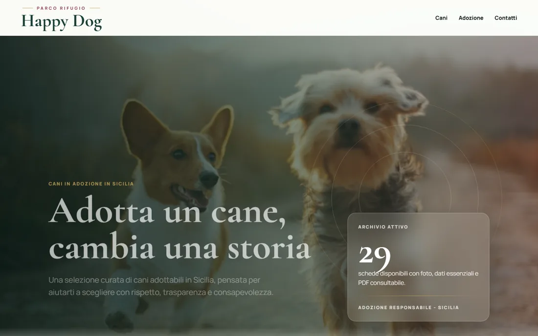Preview del sito Happy Dog realizzato per canile e adozioni in Sicilia