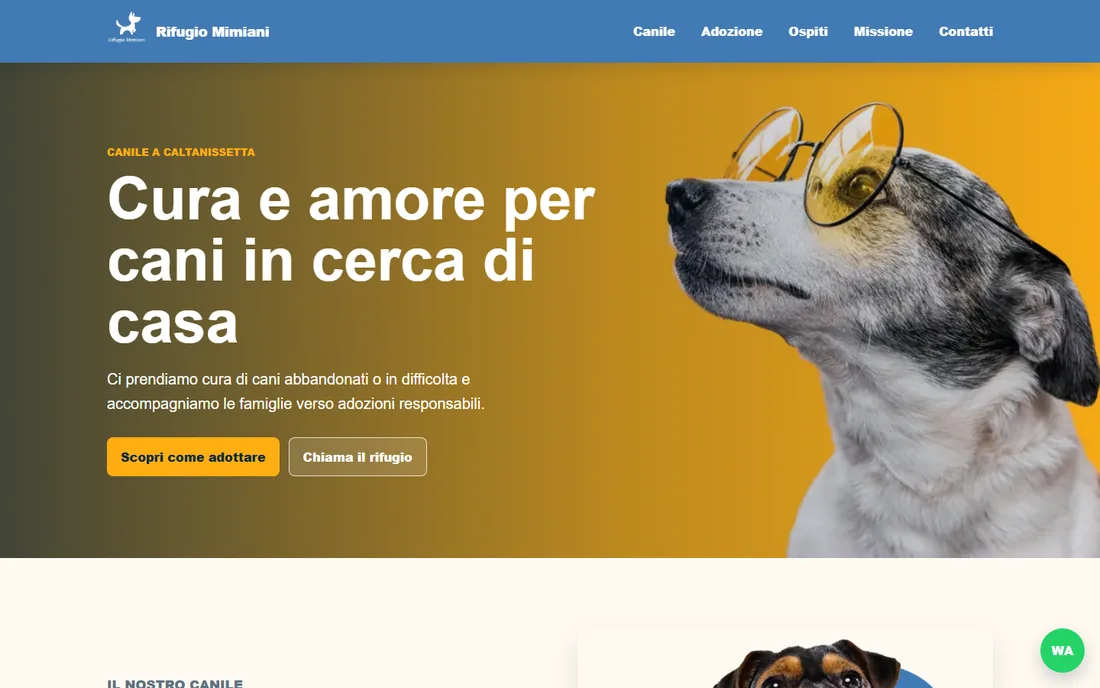 Preview del sito Rifugio Mimiani realizzato per canile e adozioni